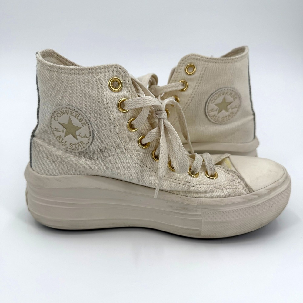 Converse Chuck Taylor All Star Move Platform High Top Cream Gold Kids‎ 3.5 - Picture 7 of 12